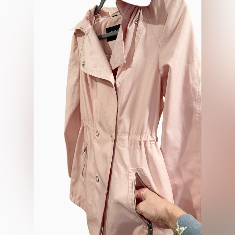 Guess | Blush Pink Double-Breasted Trench Jacket | Lightweight City Chic - Picture 9 of 15